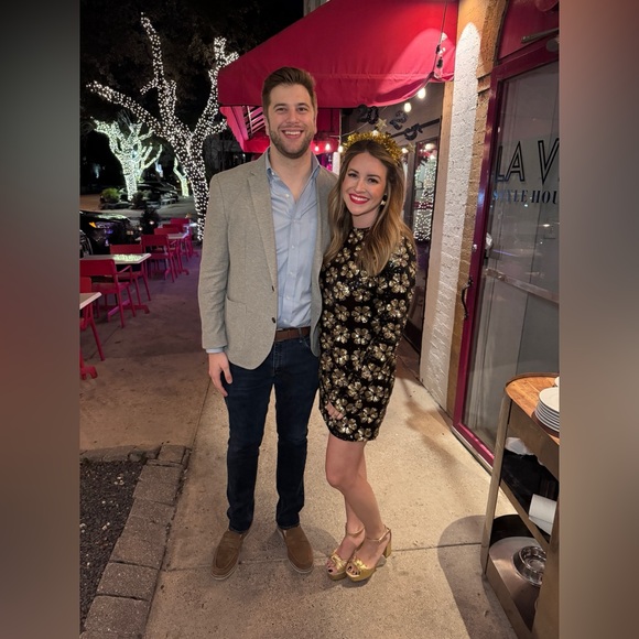 Show Me Your MuMu Black Dress with Gold Floral Design - Picture 4 of 4